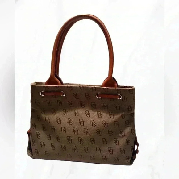 Dooney and Bourke classic leather canvas shoulder all over print tote handbag - Picture 2 of 8